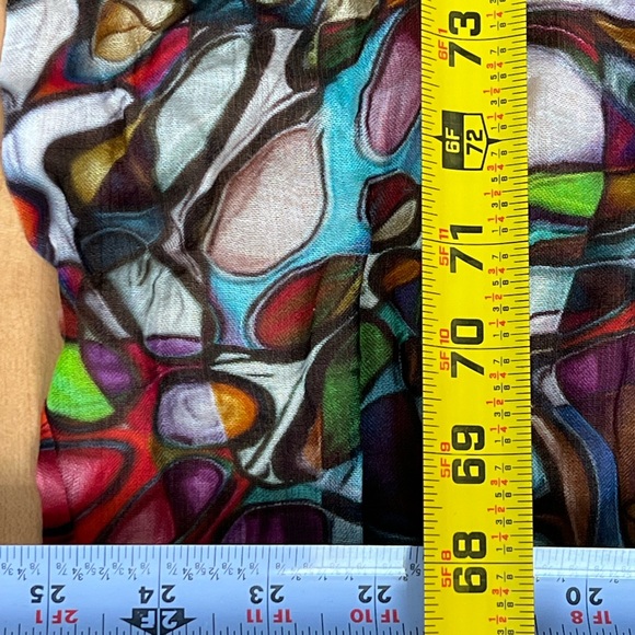 ⭕️Vibrant Multicolor Modal/Silk Oblong Lightweight Circle Design Scarf—Namaskar - Picture 8 of 17